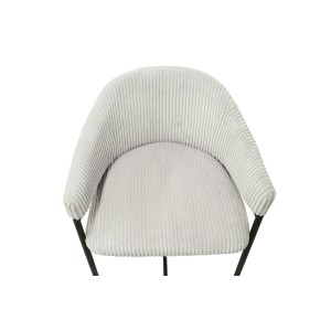 Chaise de comptoir IMANY – Velours côtelé gris clair – Avec accoudoirs – Pieds en métal noir – Style design/industriel