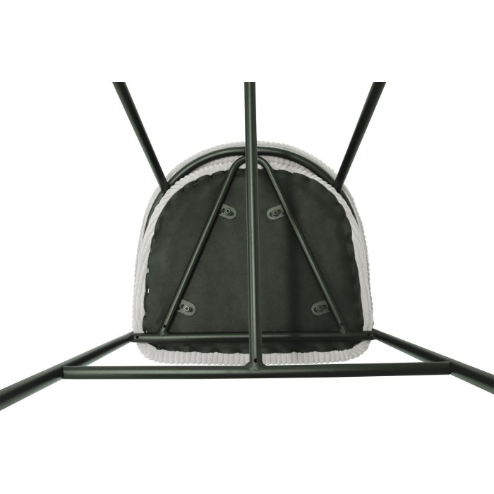 Chaise de comptoir IMANY – Velours côtelé gris clair – Avec accoudoirs – Pieds en métal noir – Style design/industriel