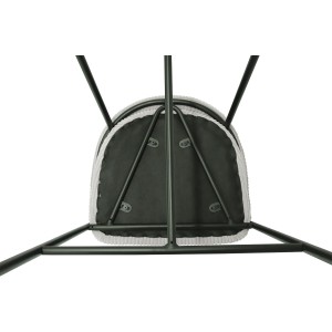 Chaise de comptoir IMANY – Velours côtelé gris clair – Avec accoudoirs – Pieds en métal noir – Style design/industriel