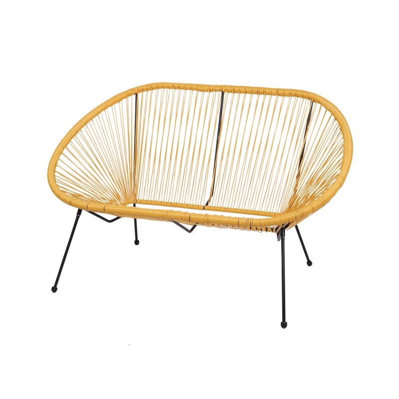 Canapé d'extérieur en résine – 137x92x85 cm – Jaune moutarde – Élégance et confort