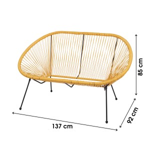Canapé d'extérieur en résine – 137x92x85 cm – Jaune moutarde – Élégance et confort