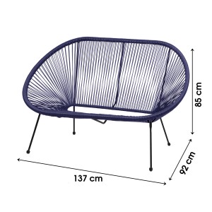 Canapé d'extérieur en résine – 137x92x85 cm – Bleu marine – Élégance et confort