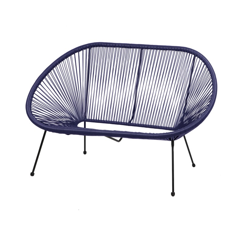 Canapé d'extérieur en résine – 137x92x85 cm – Bleu marine – Élégance et confort