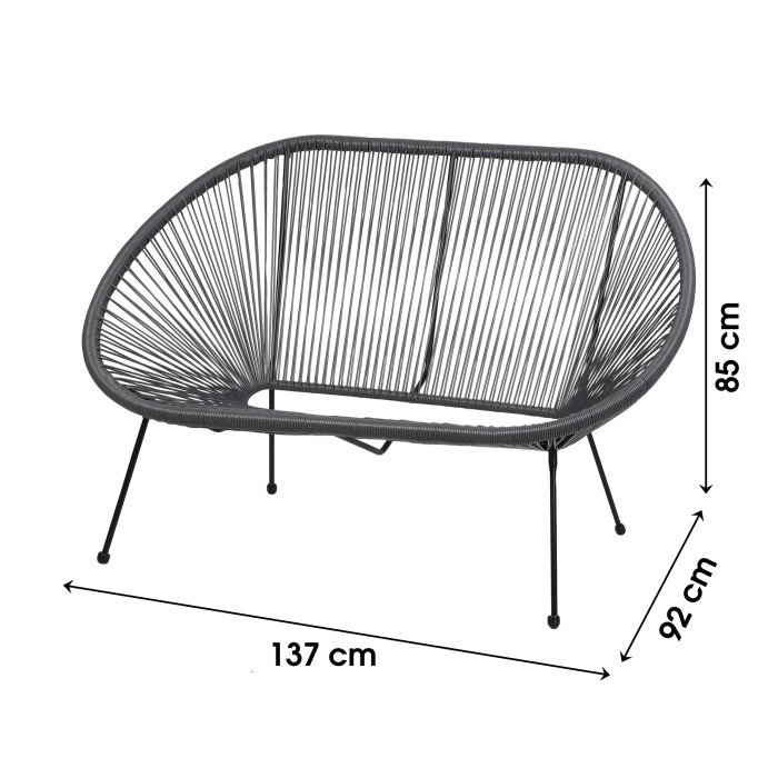 Canapé d'extérieur en résine – 137x92x85 cm – Gris anthracite – Élégance et confort