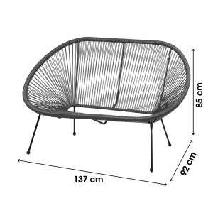 Canapé d'extérieur en résine – 137x92x85 cm – Gris anthracite – Élégance et confort