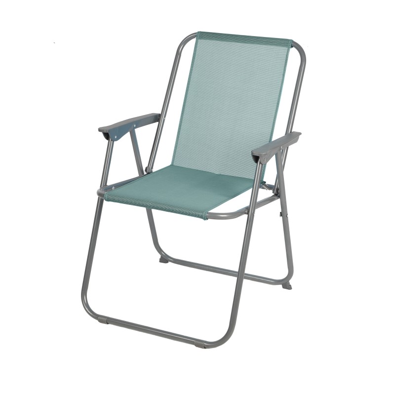 Fauteuil de jardin pliable en tissu bleu gris – Dimensions 53x55x75 cm