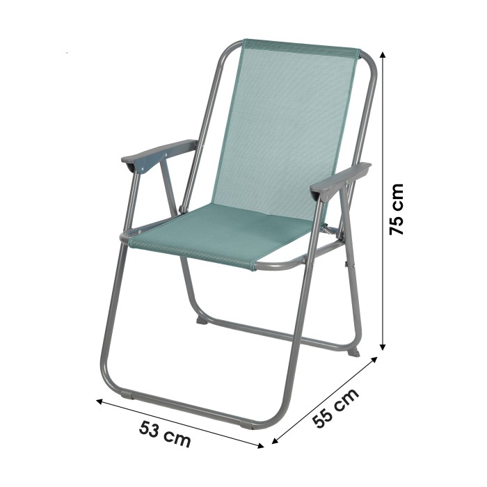 Fauteuil de jardin pliable en tissu bleu gris – Dimensions 53x55x75 cm