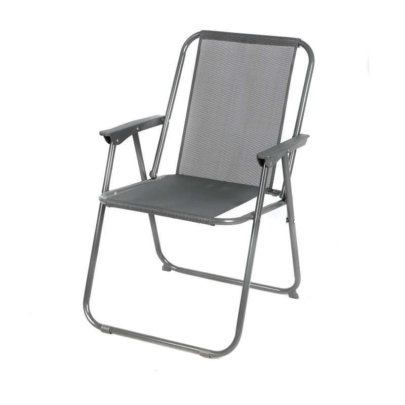 Fauteuil de jardin pliable en tissu gris anthracite – Dimensions 53x55x75 cm