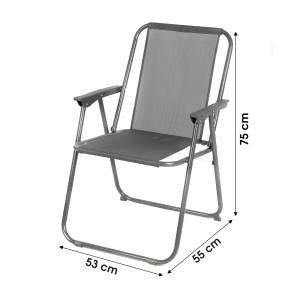 Fauteuil de jardin pliable en tissu gris anthracite – Dimensions 53x55x75 cm