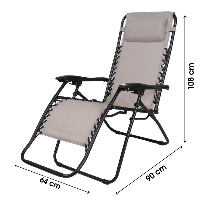 Fauteuil relax d'extérieur – 90x108x64 cm – Taupe – Confort et élégance