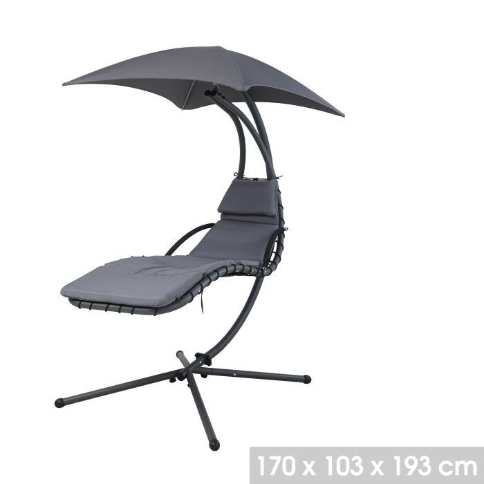 Balancelle de jardin suspendue avec parasol – 170x103x193 cm – Noir – Confort et élégance