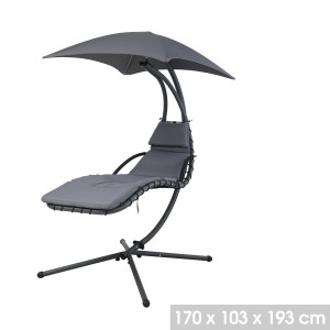 Balancelle de jardin suspendue avec parasol – 170x103x193 cm – Noir – Confort et élégance