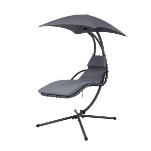 Balancelle de jardin suspendue avec parasol – 170x103x193 cm – Noir – Confort et élégance