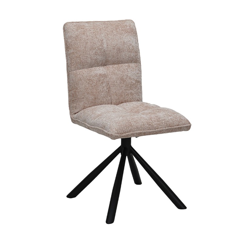 Chaise de salle à manger pivotante DANIEL – Tissu sable – Pieds en métal noir – Style design/industriel