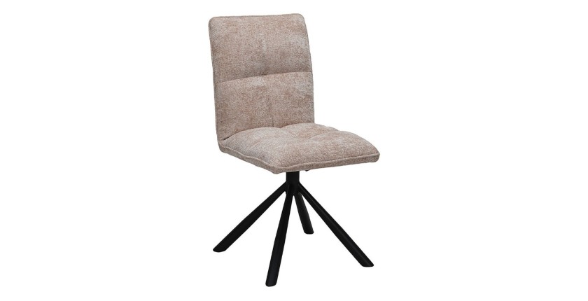 Chaise de salle à manger pivotante DANIEL – Tissu sable – Pieds en métal noir – Style design/industriel