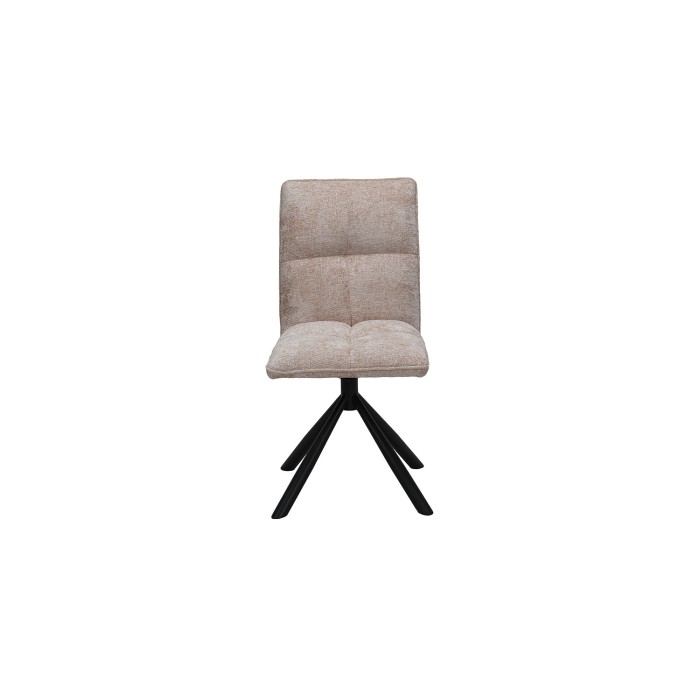 Chaise de salle à manger pivotante DANIEL – Tissu sable – Pieds en métal noir – Style design/industriel