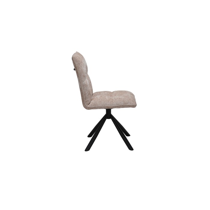Chaise de salle à manger pivotante DANIEL – Tissu sable – Pieds en métal noir – Style design/industriel