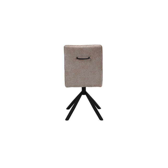 Chaise de salle à manger pivotante DANIEL – Tissu sable – Pieds en métal noir – Style design/industriel