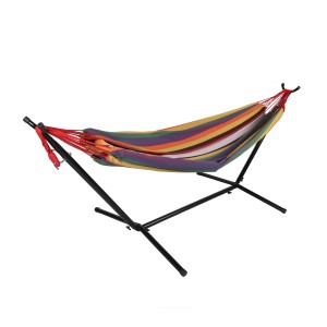 Hamac avec support en métal – 260x107x100 cm – Coloris multicolore – Détente et robustesse