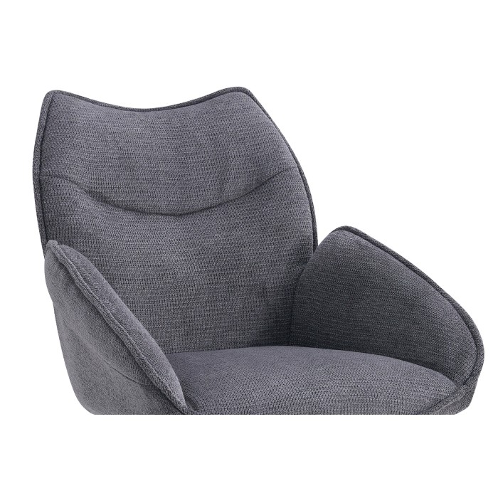 Chaise de salle à manger pivotante MOOREA – Tissu gris foncé – Pieds en métal noir – Hauteur 90 cm – Style design/industriel