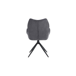 Chaise de salle à manger pivotante MOOREA – Tissu gris foncé – Pieds en métal noir – Hauteur 90 cm – Style design/industriel