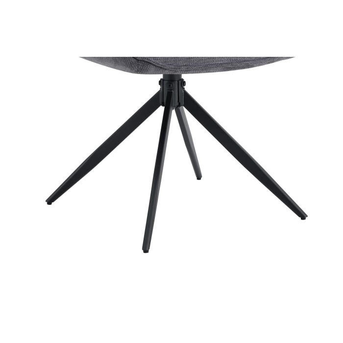 Chaise de salle à manger pivotante MOOREA – Tissu gris foncé – Pieds en métal noir – Hauteur 90 cm – Style design/industriel