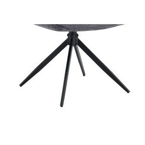 Chaise de salle à manger pivotante MOOREA – Tissu gris foncé – Pieds en métal noir – Hauteur 90 cm – Style design/industriel