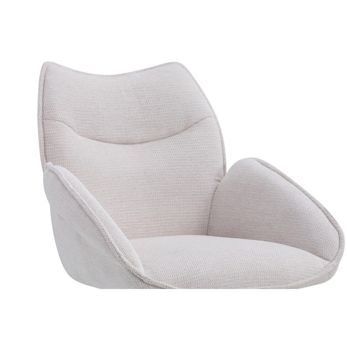 Chaise de salle à manger pivotante MOOREA – Tissu beige – Pieds en métal noir – Hauteur 90 cm – Style design/industriel