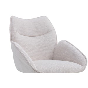 Chaise de salle à manger pivotante MOOREA – Tissu beige – Pieds en métal noir – Hauteur 90 cm – Style design/industriel