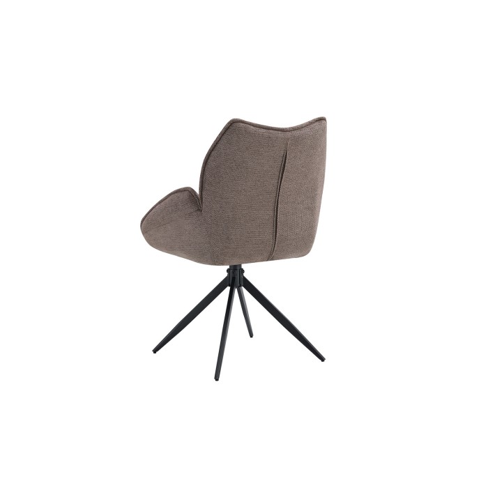Chaise de salle à manger pivotante MOOREA – Tissu marron – Pieds en métal noir – Hauteur 90 cm – Style design/industriel