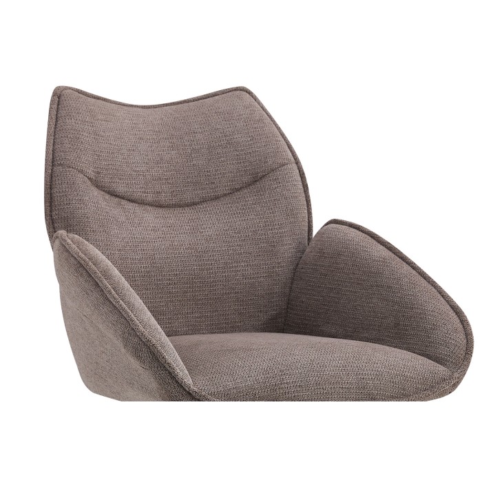 Chaise de salle à manger pivotante MOOREA – Tissu marron – Pieds en métal noir – Hauteur 90 cm – Style design/industriel