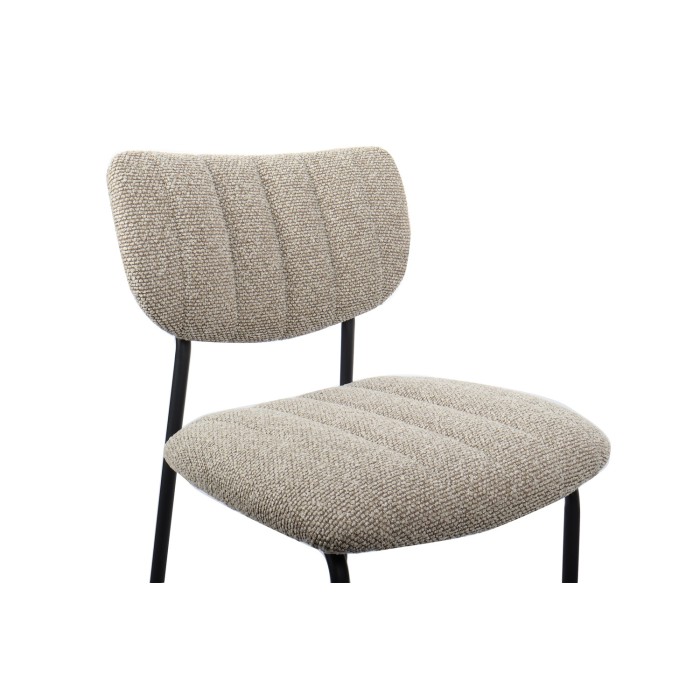 Chaise de comptoir VENTURA – Tissu brun – Pieds en métal noir – Hauteur 97 cm – Style design/industriel