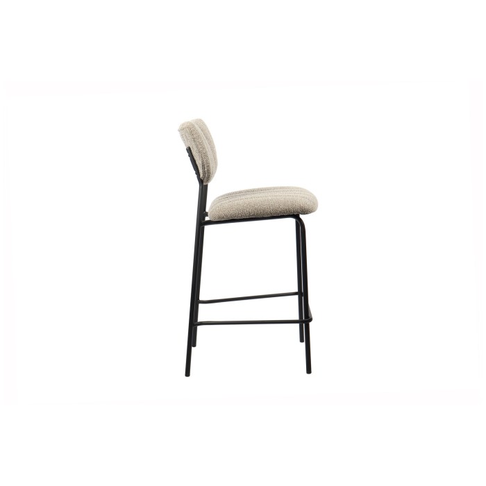 Chaise de comptoir VENTURA – Tissu brun – Pieds en métal noir – Hauteur 97 cm – Style design/industriel