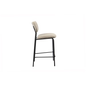 Chaise de comptoir VENTURA – Tissu brun – Pieds en métal noir – Hauteur 97 cm – Style design/industriel