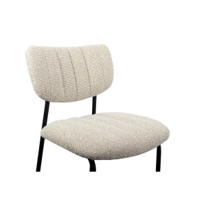 Chaise de comptoir VENTURA – Tissu beige – Pieds en métal noir – Hauteur 97 cm – Style design/industriel