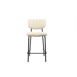 Chaise de comptoir VENTURA – Tissu beige – Pieds en métal noir – Hauteur 97 cm – Style design/industriel