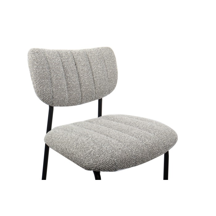 Chaise de comptoir VENTURA – Tissu gris clair – Pieds en métal noir – Hauteur 97 cm – Style design/industriel