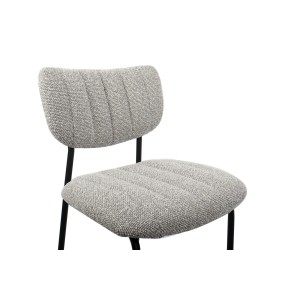 Chaise de comptoir VENTURA – Tissu gris clair – Pieds en métal noir – Hauteur 97 cm – Style design/industriel