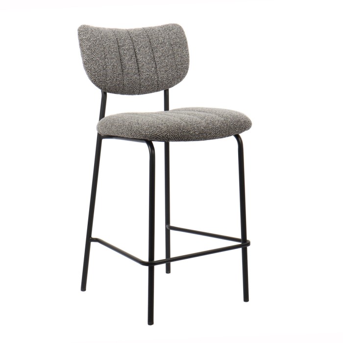 Chaise de comptoir VENTURA – Tissu gris foncé – Pieds en métal noir – Hauteur 97 cm – Style design/industriel
