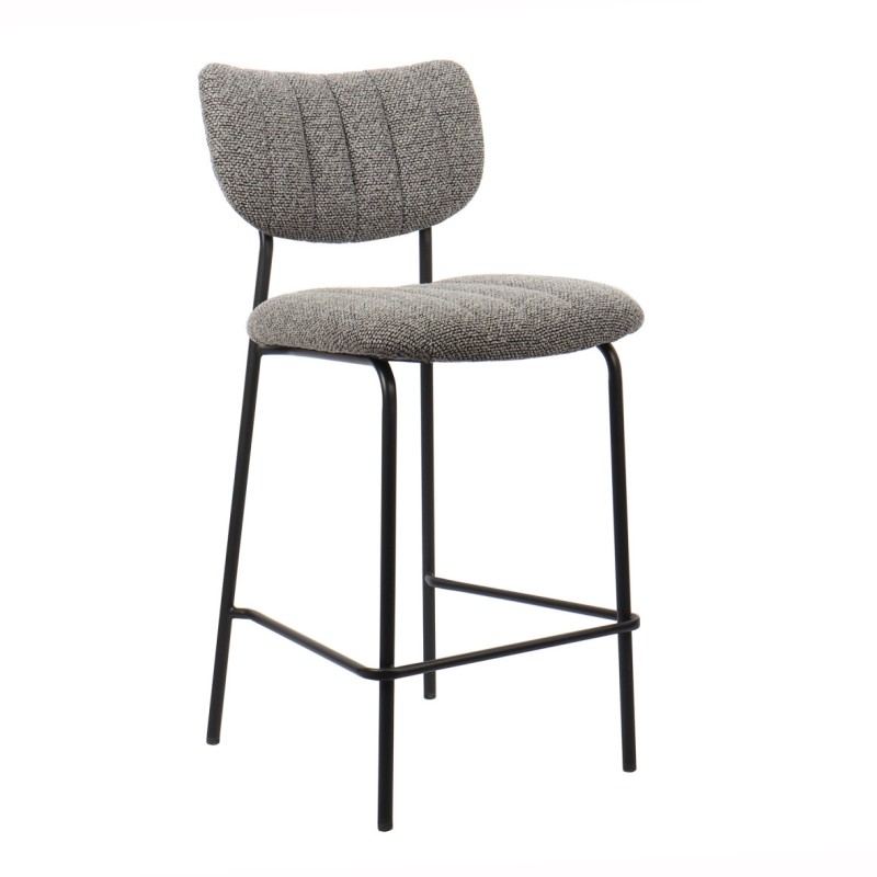 Chaise de comptoir VENTURA – Tissu gris foncé – Pieds en métal noir – Hauteur 97 cm – Style design/industriel