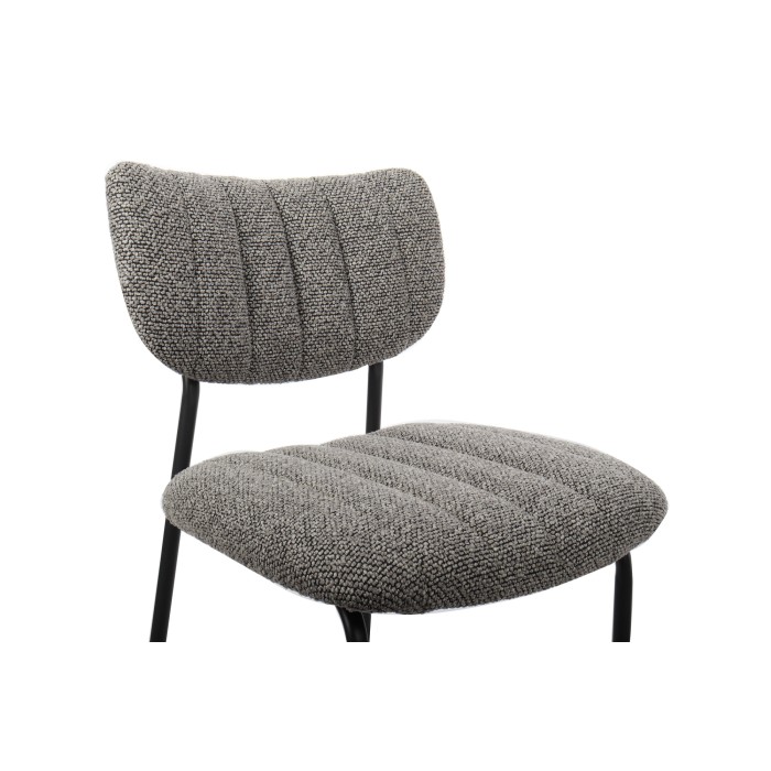 Chaise de comptoir VENTURA – Tissu gris foncé – Pieds en métal noir – Hauteur 97 cm – Style design/industriel