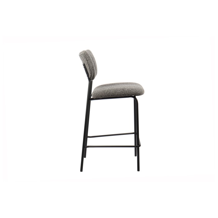 Chaise de comptoir VENTURA – Tissu gris foncé – Pieds en métal noir – Hauteur 97 cm – Style design/industriel
