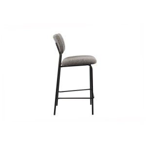 Chaise de comptoir VENTURA – Tissu gris foncé – Pieds en métal noir – Hauteur 97 cm – Style design/industriel