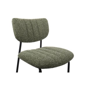 Chaise de comptoir VENTURA – Tissu vert sauge – Pieds en métal noir – Hauteur 97 cm – Style design/industriel