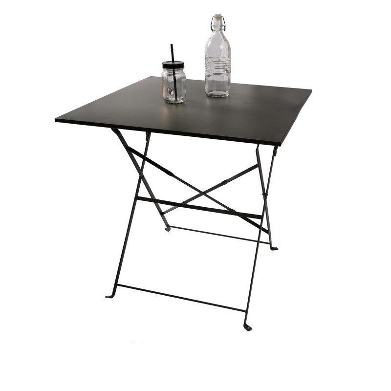Table de jardin carrée pliable – 70x70x70 cm – Métal gris – Pratique et résistante