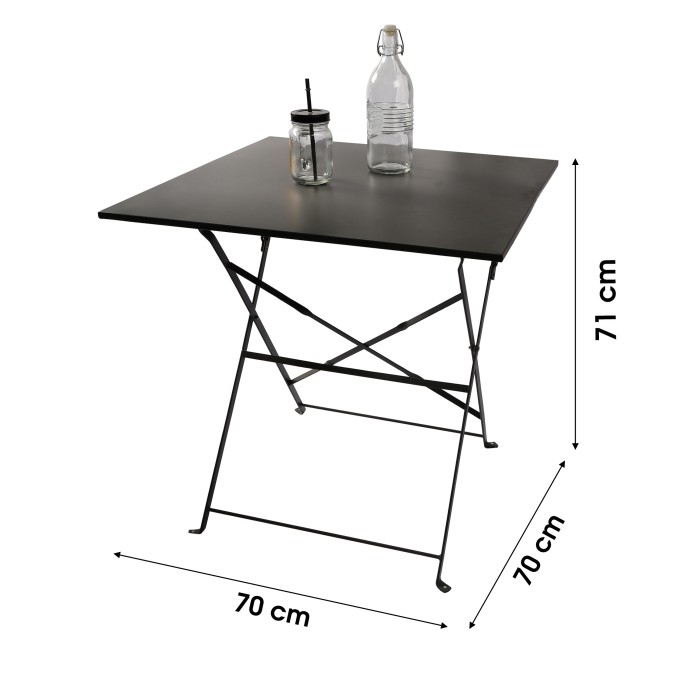 Table de jardin carrée pliable – 70x70x70 cm – Métal gris – Pratique et résistante