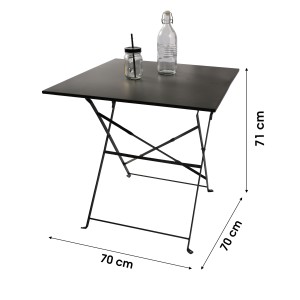 Table de jardin carrée pliable – 70x70x70 cm – Métal gris – Pratique et résistante