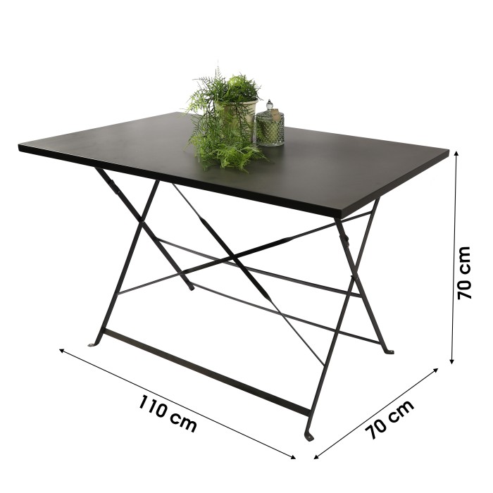 Table de jardin rectangulaire pliable – 110x70x70 cm – Métal gris – Pratique et résistante