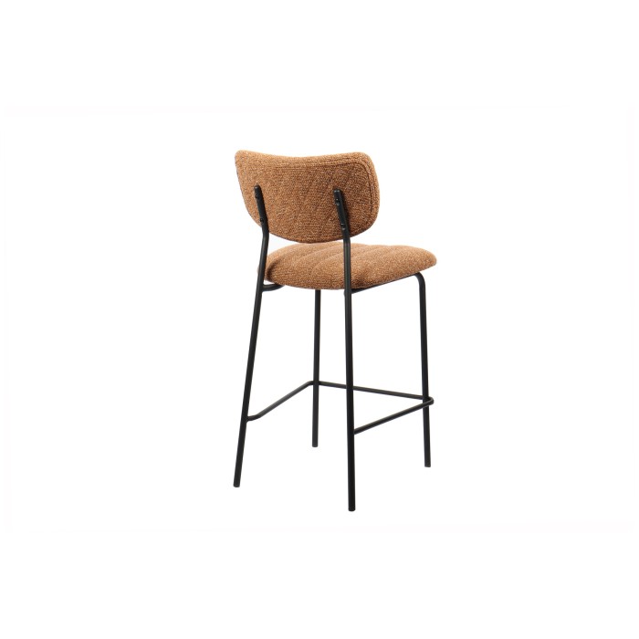 Chaise de comptoir VENTURA – Tissu orange – Pieds en métal noir – Hauteur 97 cm – Style design/industriel