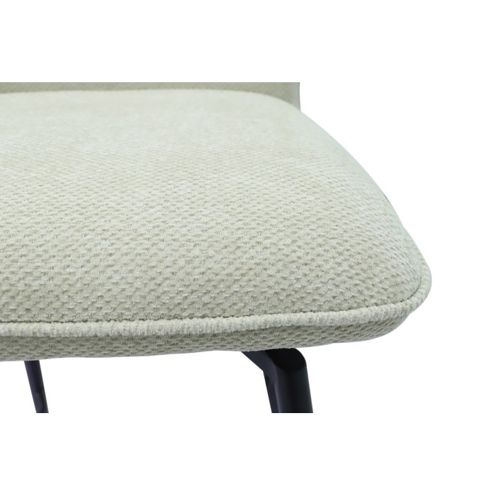 Chaise de comptoir pivotante CROFT – Tissu écru – Pieds en métal noir – Hauteur 103 cm – Style design/industriel